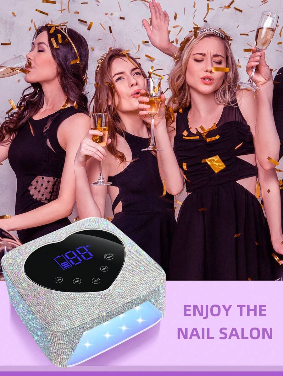 Cordless nail lamp shown in a manicure setting
