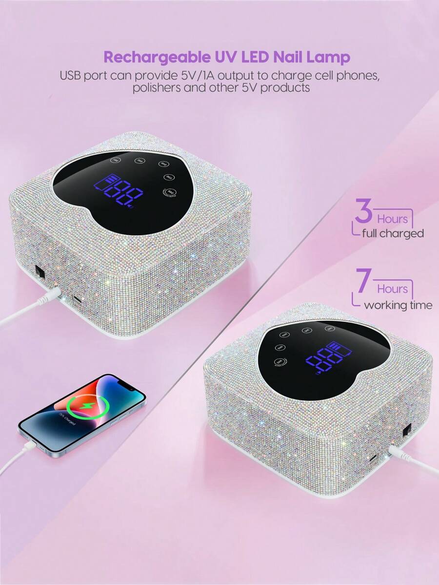 Rechargeable UV LED nail lamp with USB connection