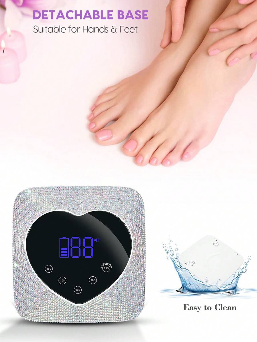 UV LED nail lamp with removable base for hands or feet