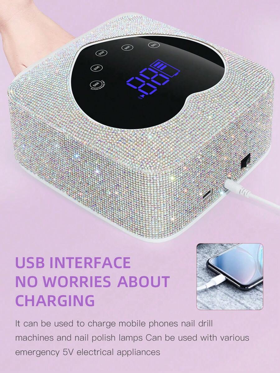 Rechargeable nail lamp USB connection and control panel
