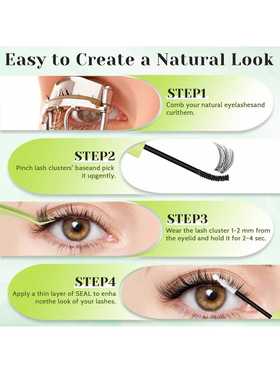 Natural Lash Kit 154Pcs DIY Lash Kit Wispy Eyelash Kit 10-18MIX With Bond And Seal Remover And Tweezers Lash Clusters