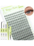 Natural Lash Kit 154Pcs DIY Lash Kit Wispy Eyelash Kit 10-18MIX With Bond And Seal Remover And Tweezers Lash Clusters