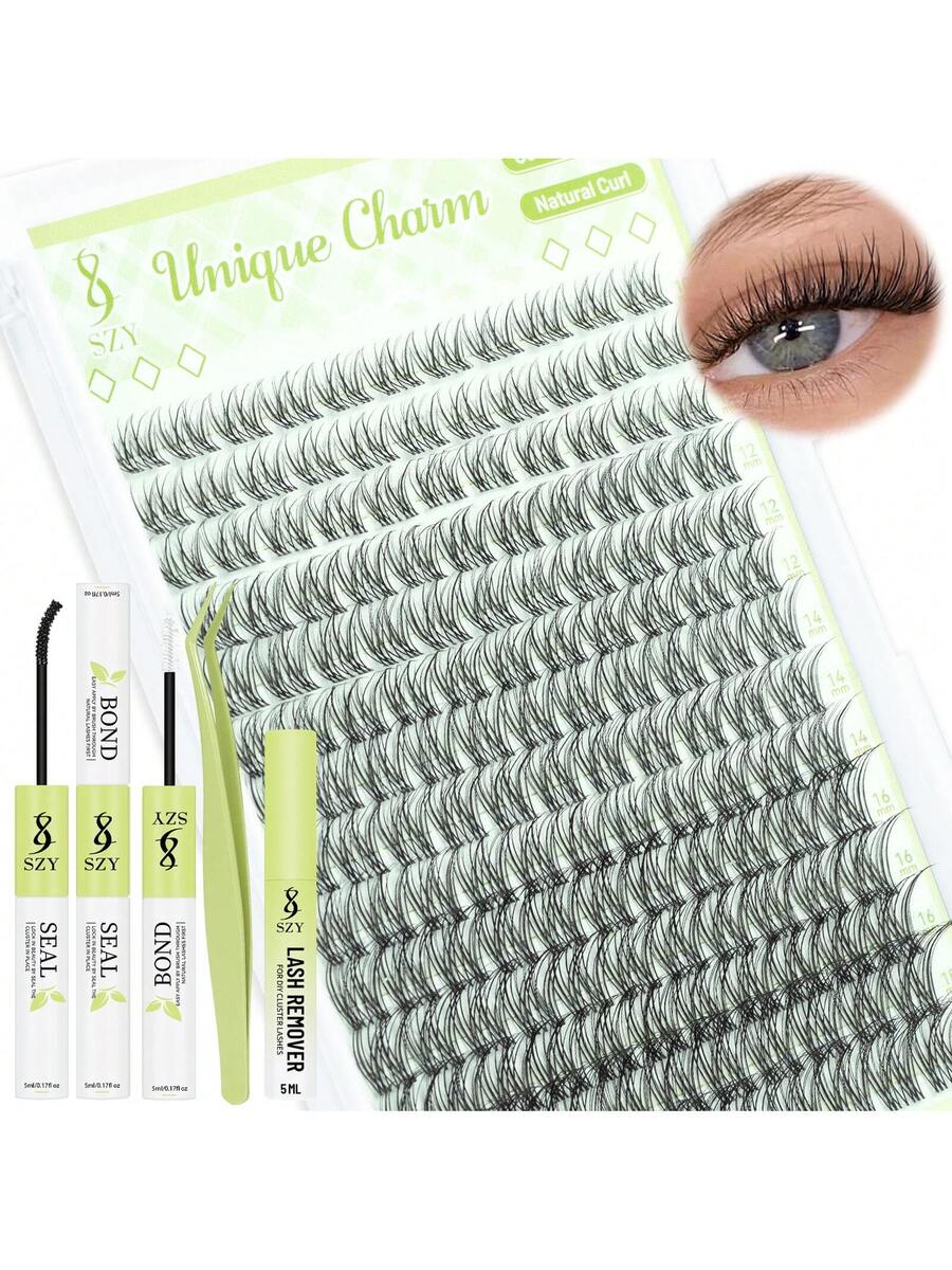 Natural Lash Kit 154Pcs DIY Lash Kit Wispy Eyelash Kit 10-18MIX With Bond And Seal Remover And Tweezers Lash Clusters