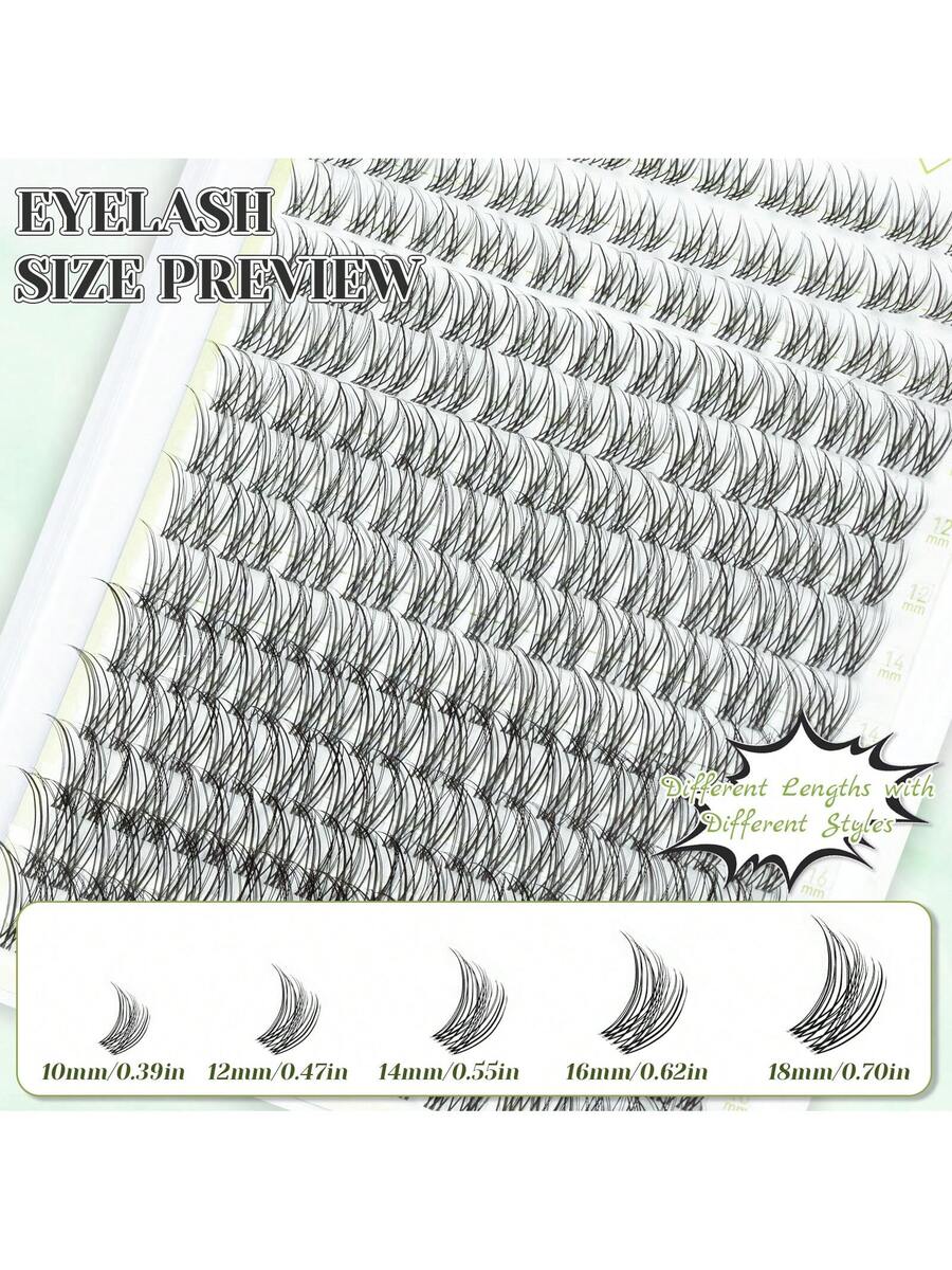 Natural Lash Kit 154Pcs DIY Lash Kit Wispy Eyelash Kit 10-18MIX With Bond And Seal Remover And Tweezers Lash Clusters