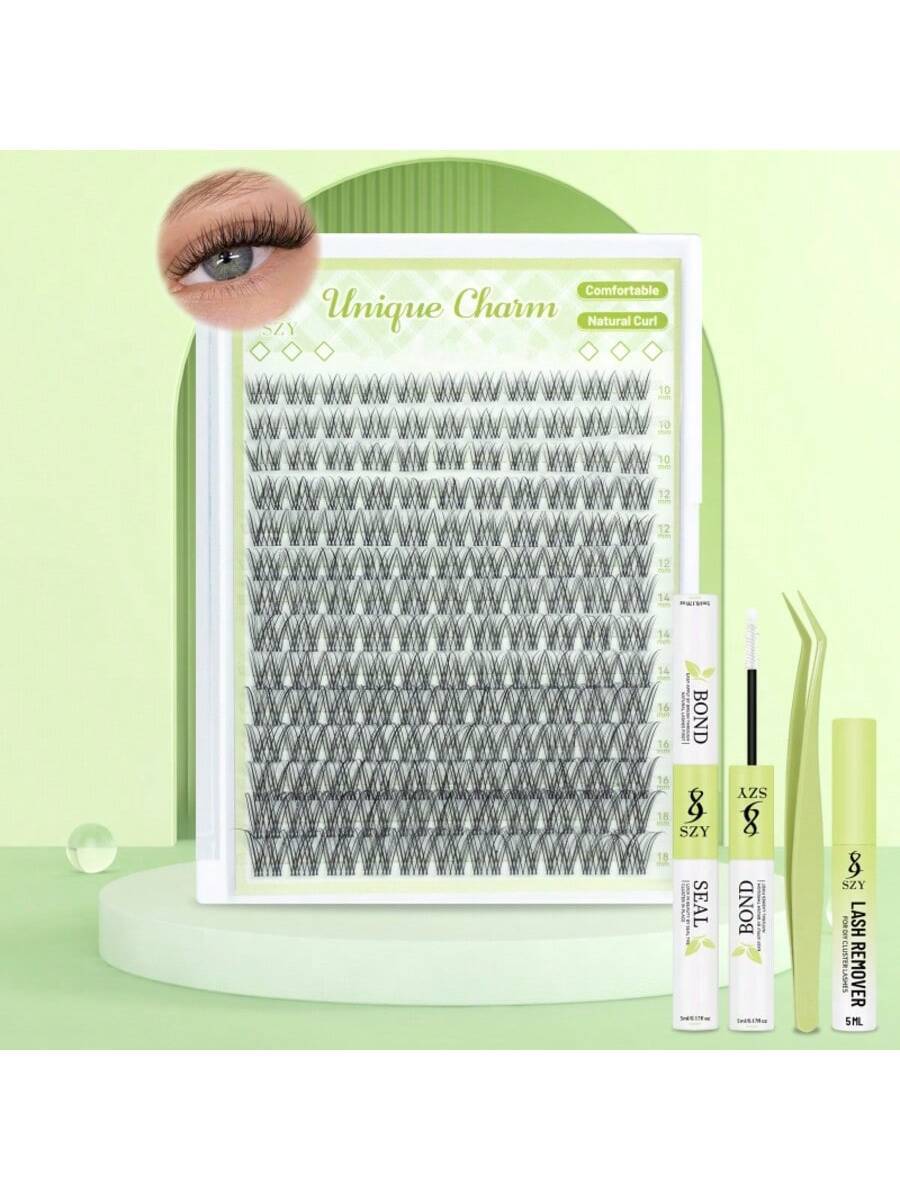Natural Lash Kit 154Pcs DIY Lash Kit Wispy Eyelash Kit 10-18MIX With Bond And Seal Remover And Tweezers Lash Clusters