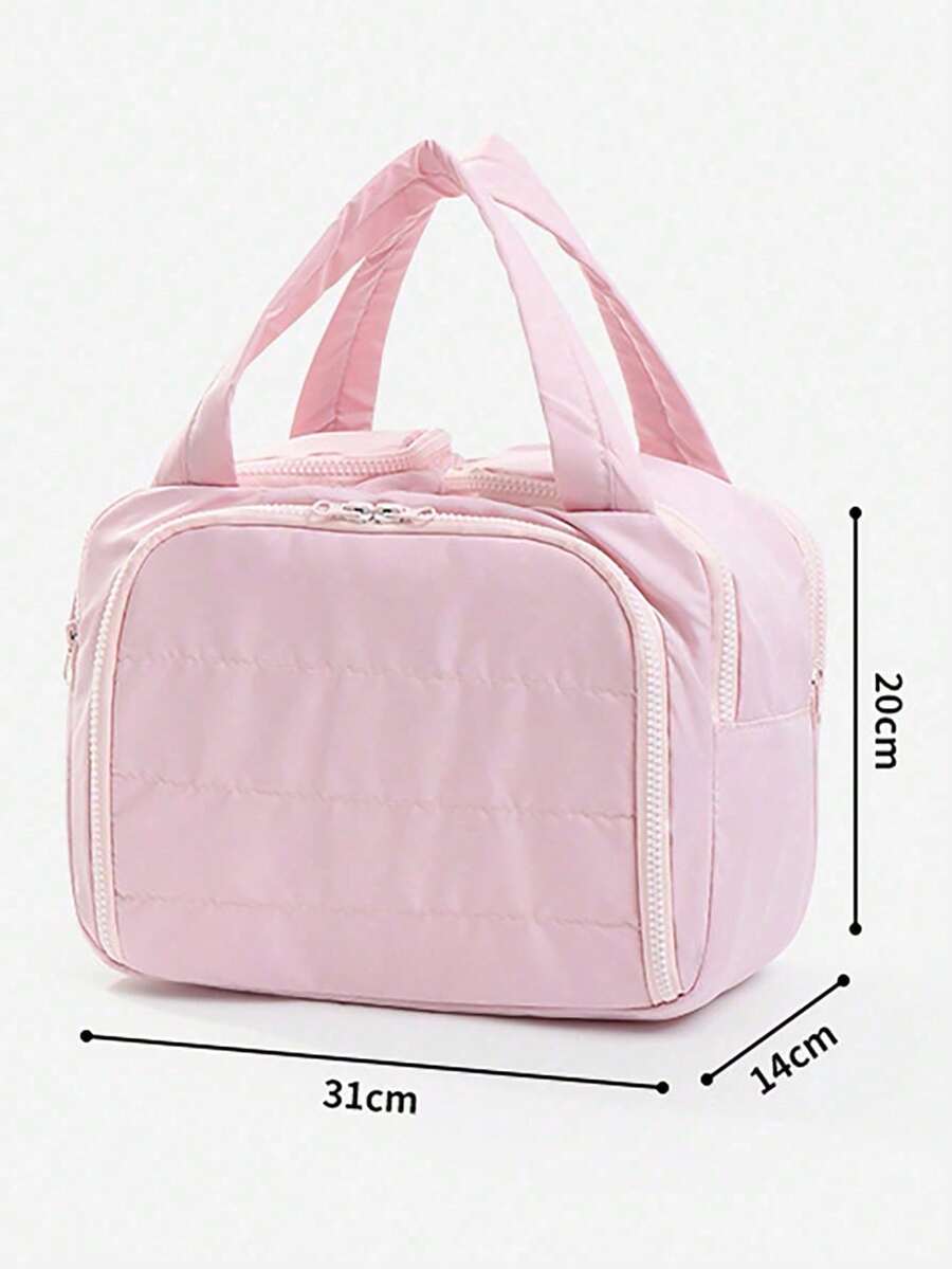 Dual Wide Opening Large Capacity Fluffy Makeup Bag Travel Bag Portable Lightweight Stylish For Home For Outdoor Daily Use Summer Holiday, Wash Bag
